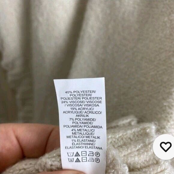 Lucky Brand Ivory/Cream Soft Silver Metallic Lace Up Knit Sweater Size Large‎ - Picture 10 of 10